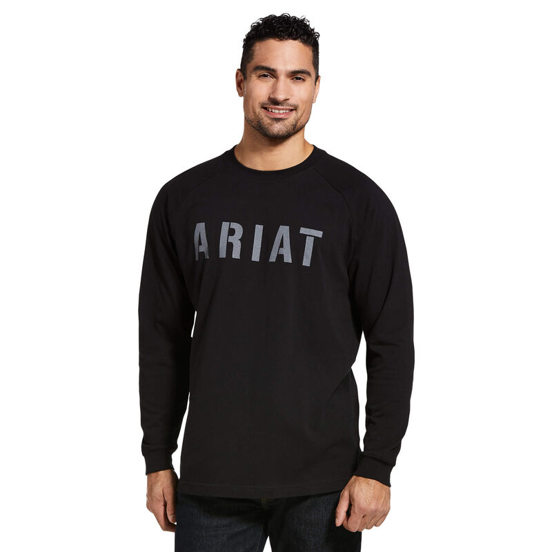 Ariat Rebar Cottonstrong Block - Miesten Mustat T-Paidat ( LNJHXW-590 )